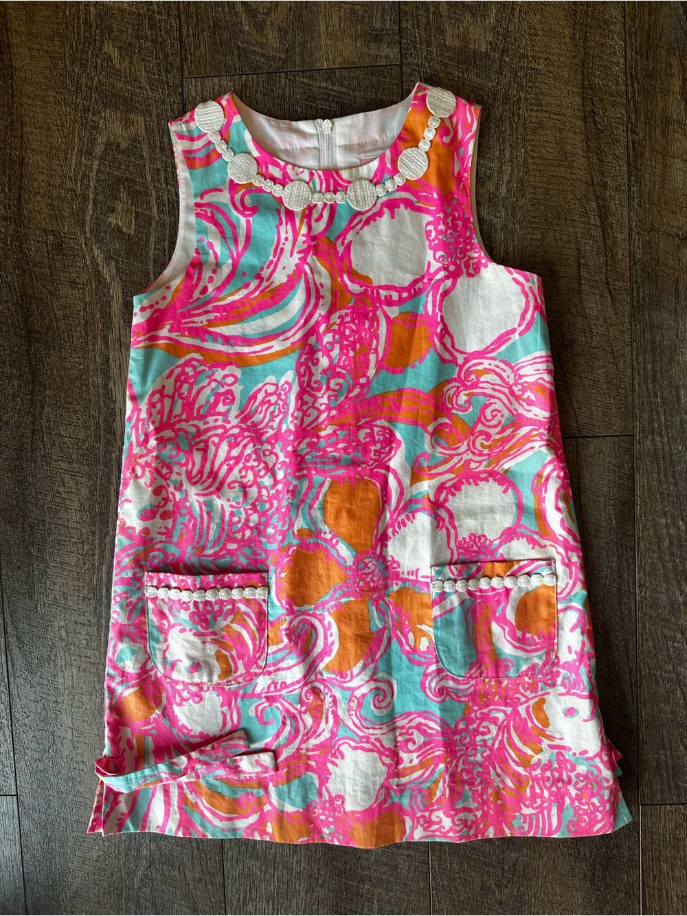 Lilly Pulitzer Girls Pink Turquoise Orange Graphic Shift Dress